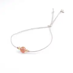TRIBALLE - Pulsera Minimalista Con Cuarzo Rosa Y Plata 925