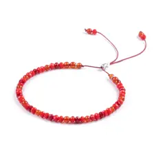TRIBALLE - Pulsera Ónix Rojo Y Ágata Roja Minimalista De Piedra Natural
