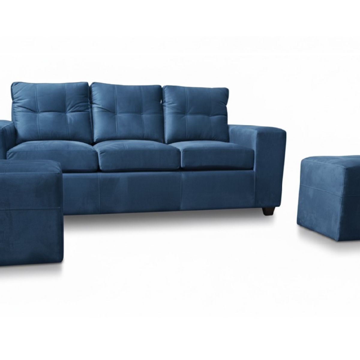 MUEBLES COTTONI - Sofá 3 cuerpos + 2 Pouf Lucca Felpa