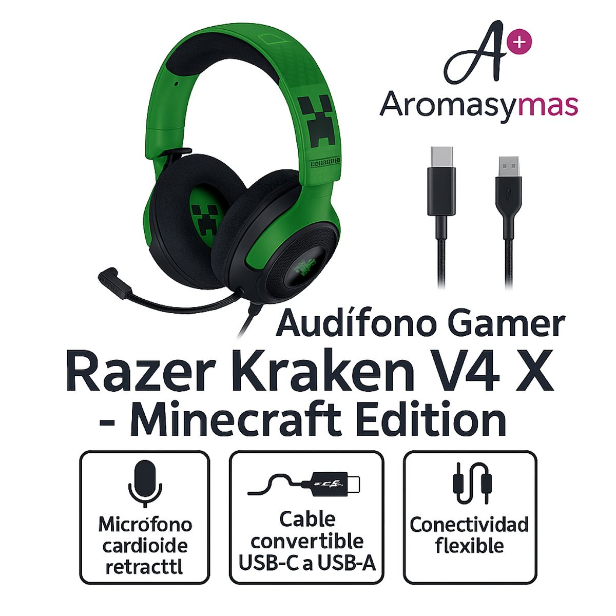 RAZER - Audifonos Razer Kraken V4 X - Minecraft Edition (RZ04-05180200-R3M1)