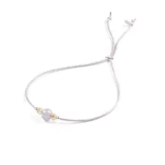 TRIBALLE - Pulsera Piedra Lunar Minimalista Y Plata 925