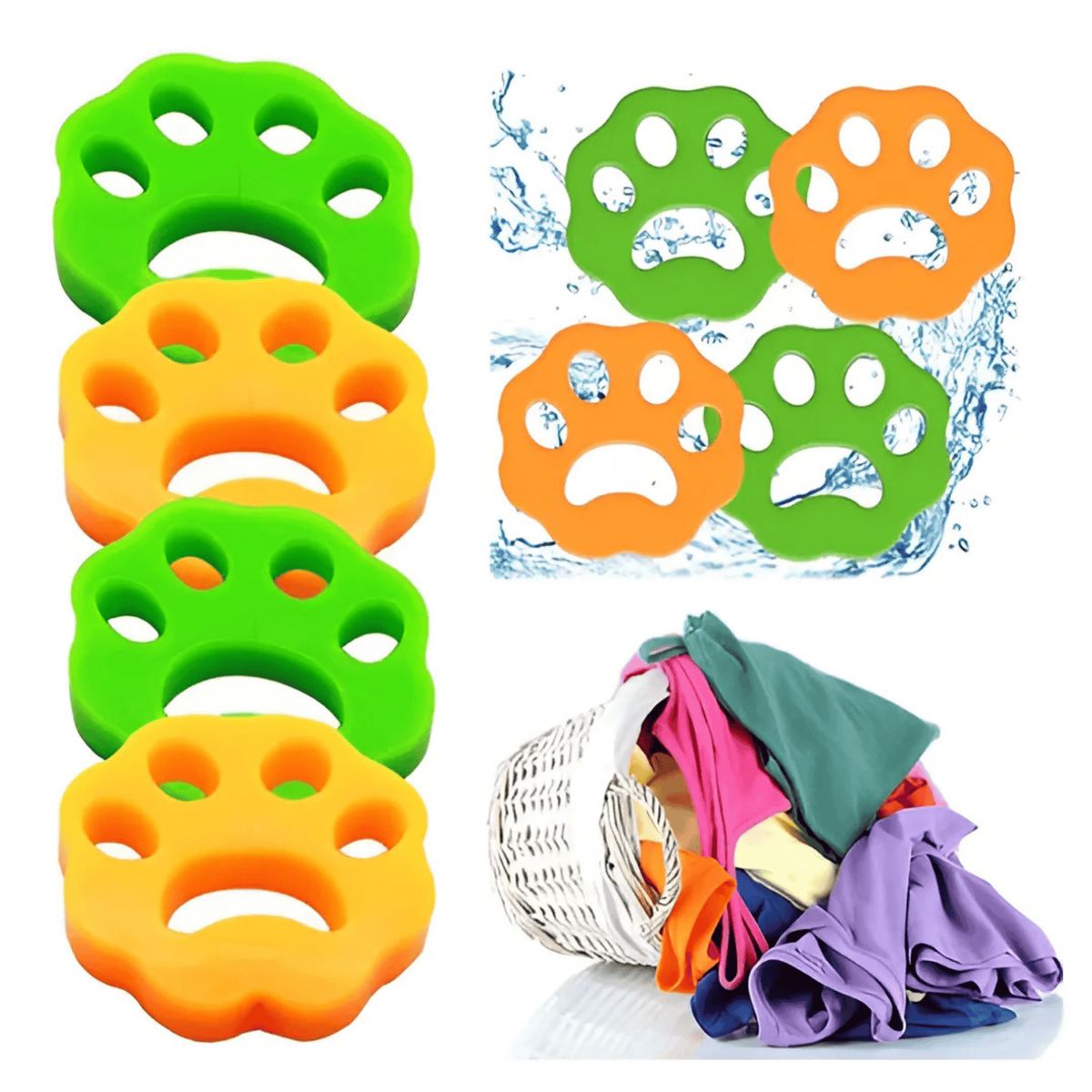 GENERICO - Removedor De Pelo De Mascotas Lavadora Saca Pelusas 10pcs - Verde Naranjo