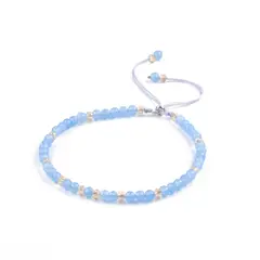 TRIBALLE - Pulsera Aguamarina Minimalista De Piedra Natural