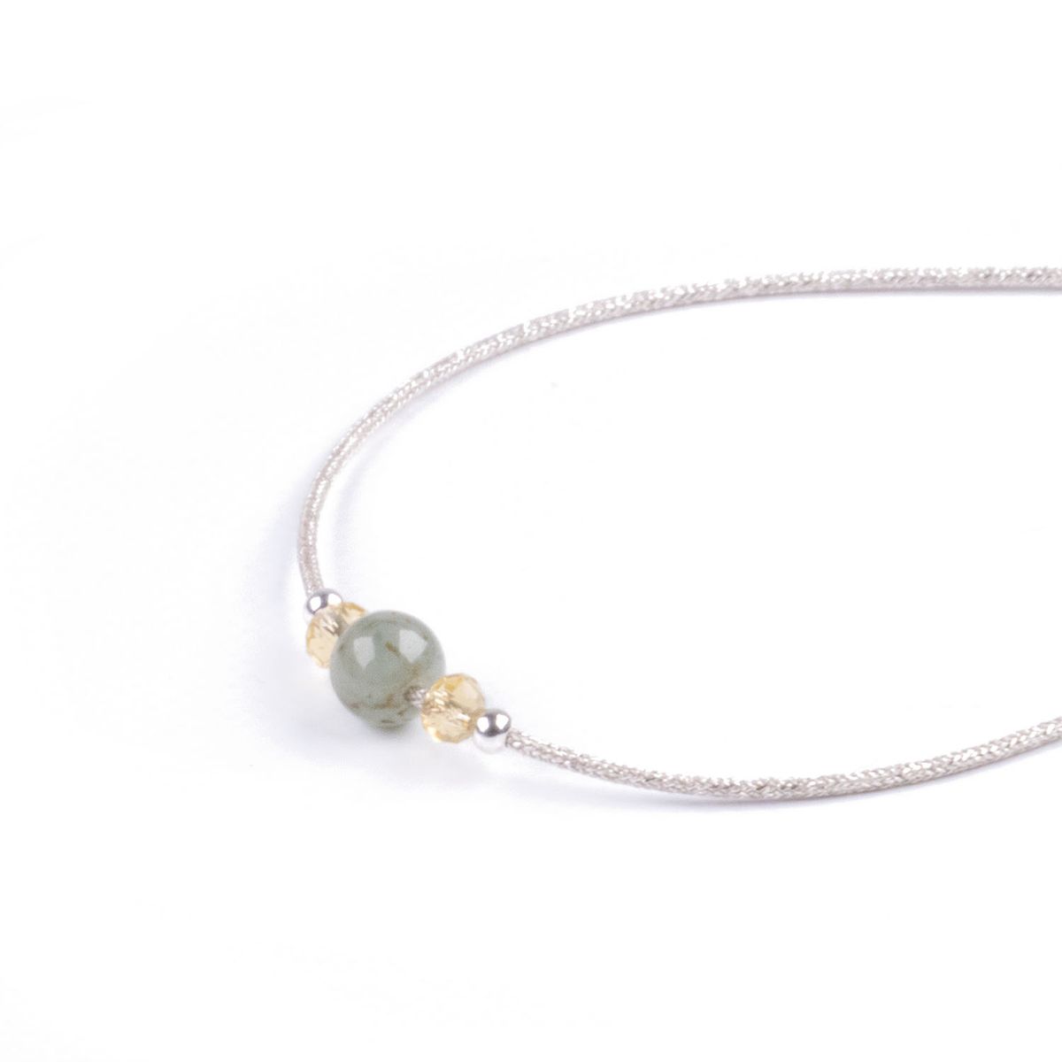 TRIBALLE - Pulsera Jade Minimalista Y Plata 925
