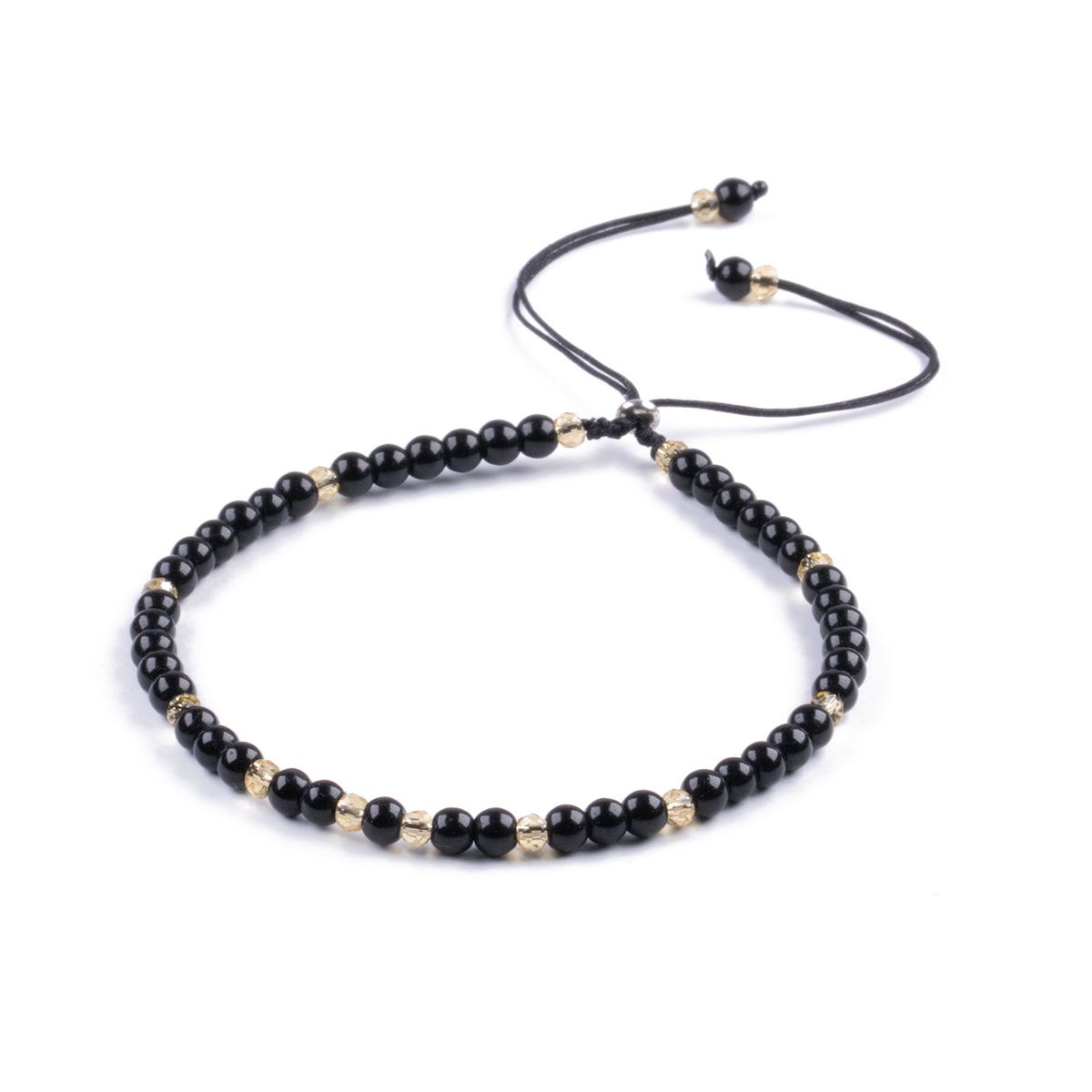 TRIBALLE - Pulsera Ónix Negro Minimalista De Piedra Natural
