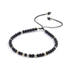 TRIBALLE - Pulsera Ónix Negro Minimalista De Piedra Natural