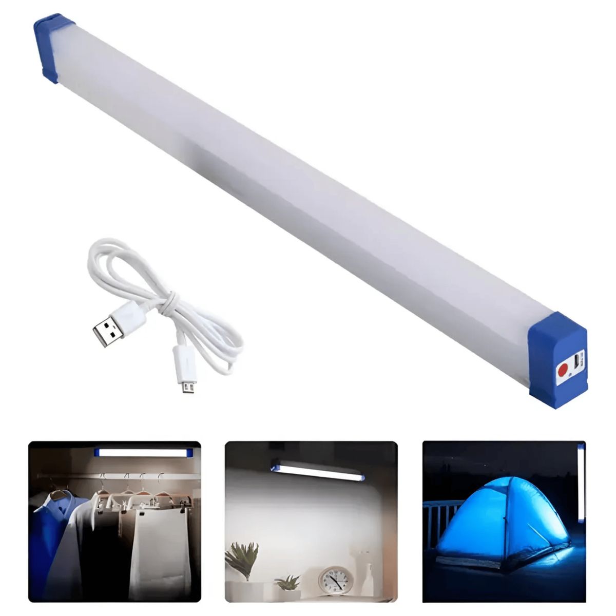 GENERICO - Tubo Led Recargable Luz De Emergencia 40w Usb 52 Cm Usb