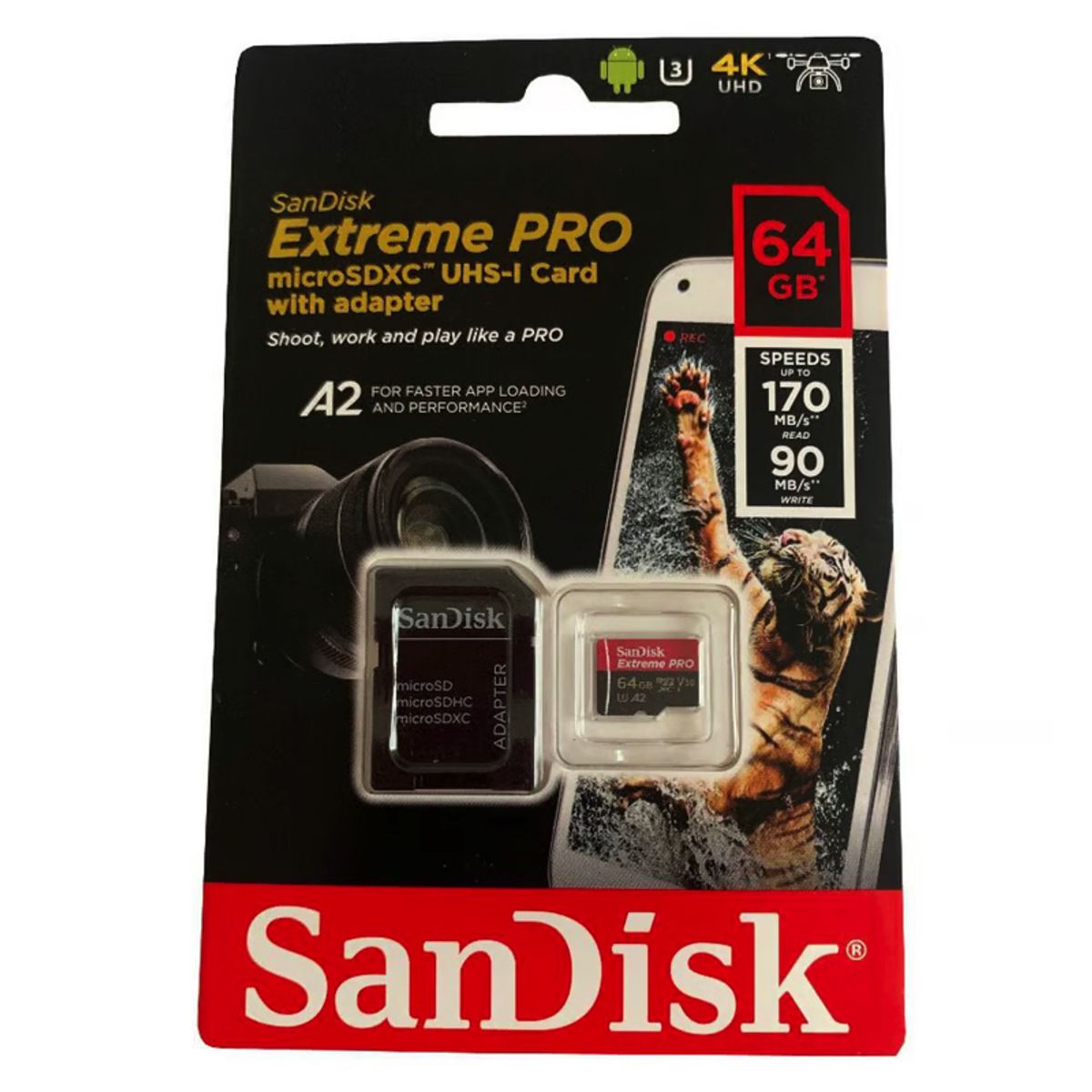 SANDISK - Tarjeta microsd sandisk extreme pro 64gb mas adaptador