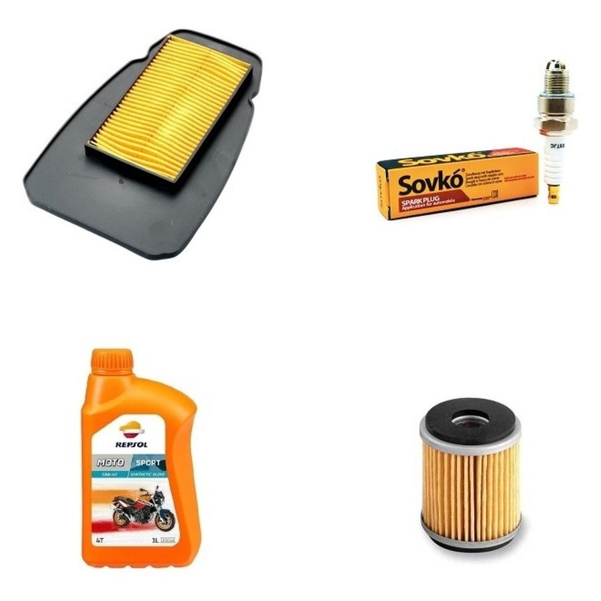 GENERICO - Kit Mantencion Moto Yamaha R15 V3  Repsol + Filtros + Bujia