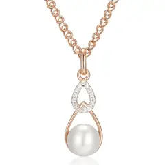 TODOJOYAS - Collar Gota Perla y Circones Dorado Rosa