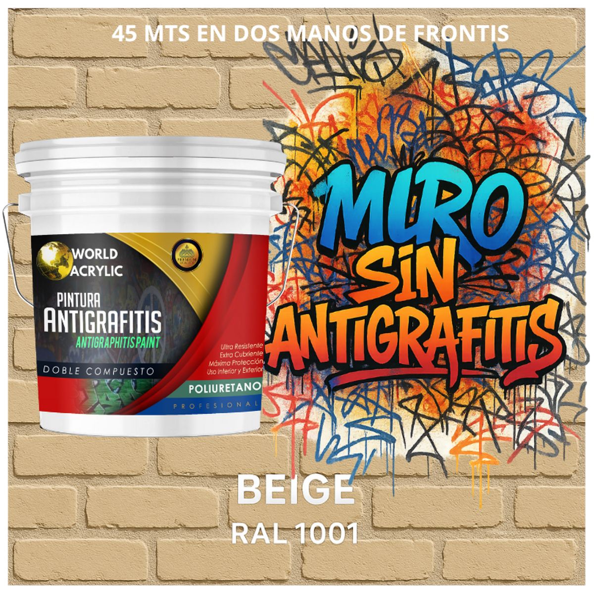 EPOXY - PINTURA PU ANTIGRAFITIS - ULTRA PROTECTOR - TINETA 10L BEIGE