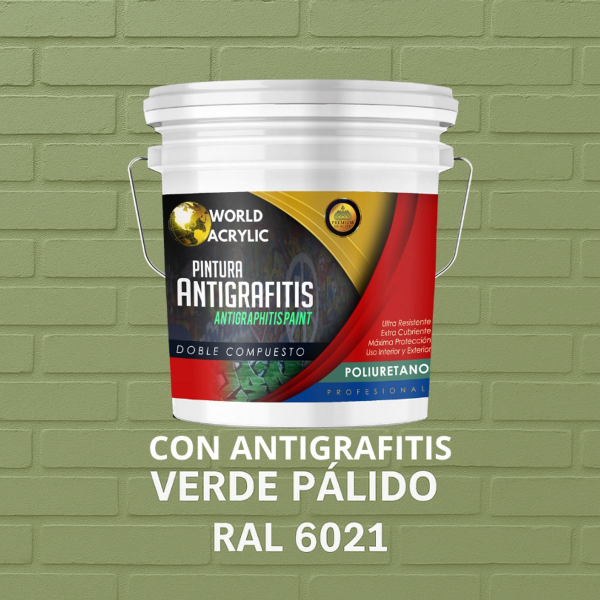 EPOXY - PINTURA PU ANTIGRAFITIS - ULTRA PROTECTOR - TINETA 10L VERDE PÁLIDO