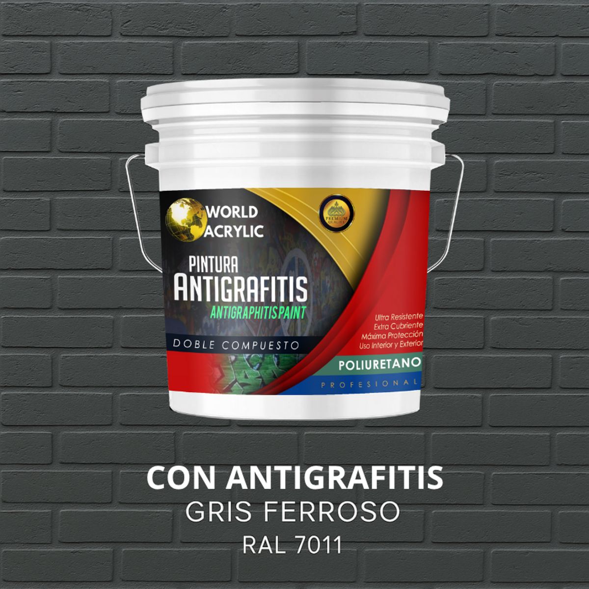 EPOXY - PINTURA PU ANTIGRAFITIS - ULTRA PROTECTOR - TINETA 10L GRIS FERROSO