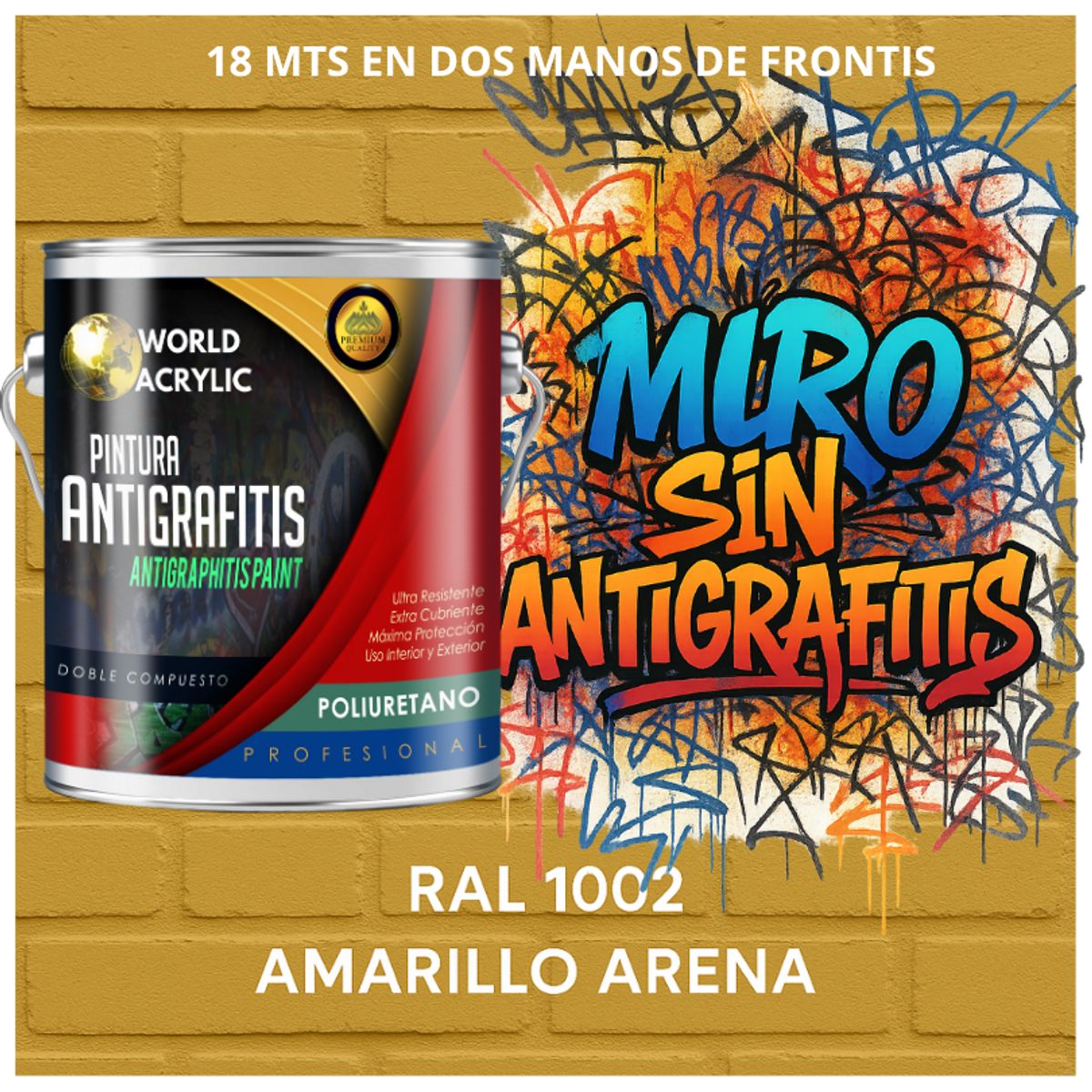 EPOXY - PINTURA PU ANTIGRAFITIS - ULTRA PROTECTOR - GALÓN AMARILLO ARENA