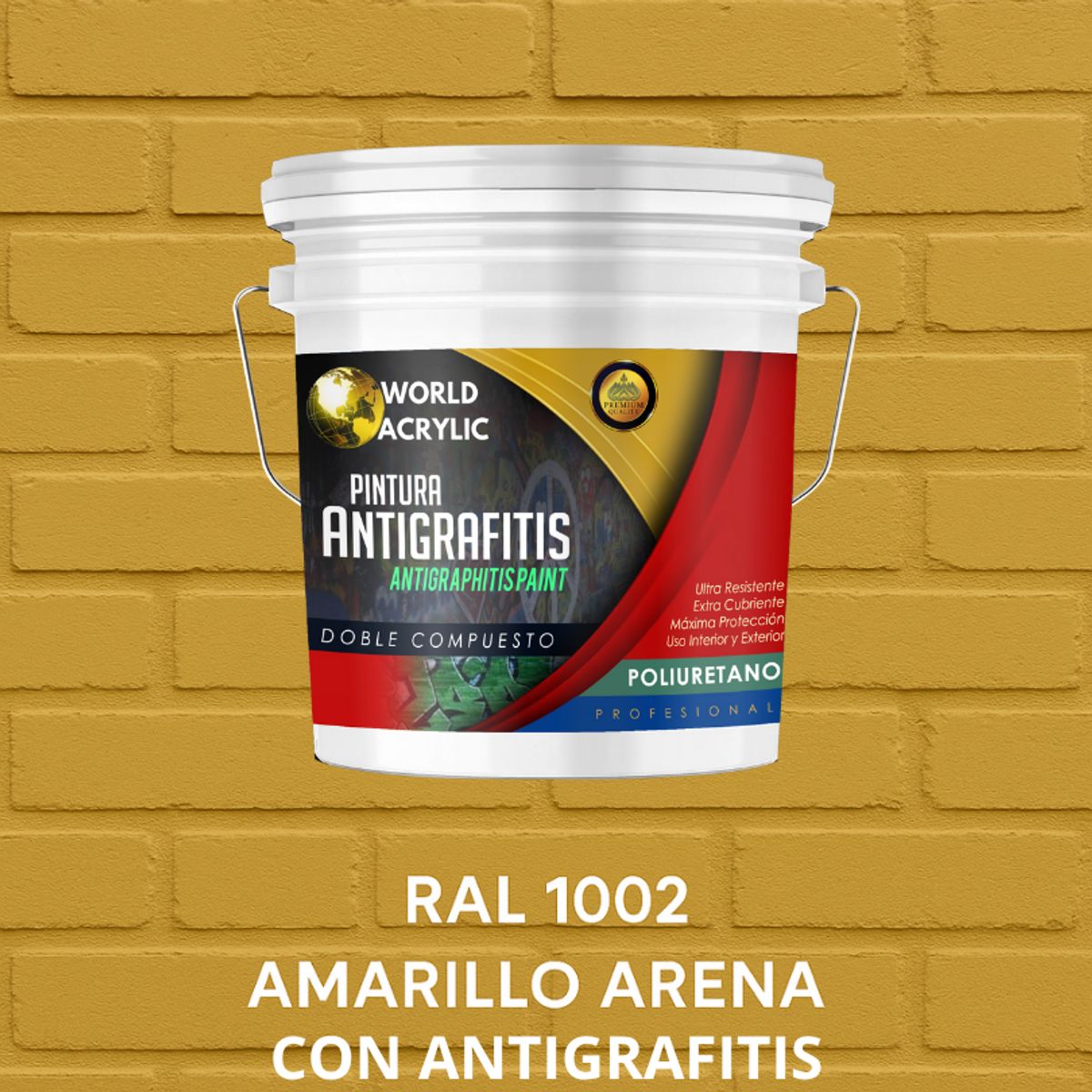 EPOXY - PINTURA PU ANTIGRAFITIS - ULTRA PROTECTOR - GALÓN AMARILLO ARENA