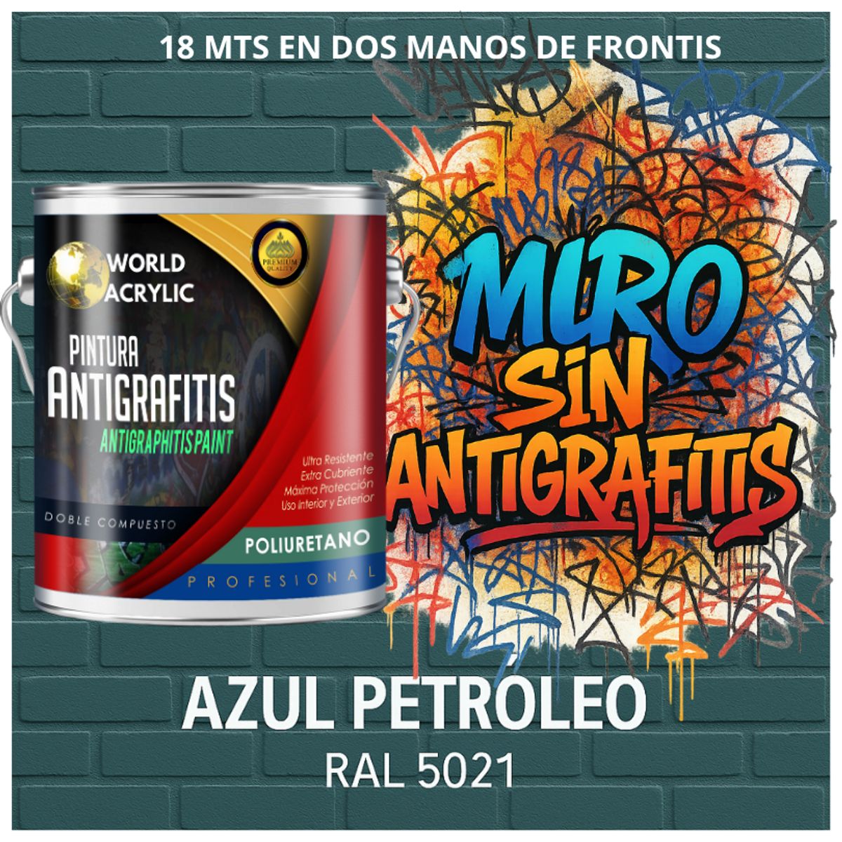 EPOXY - PINTURA PU ANTIGRAFITIS - ULTRA PROTECTOR - GALÓN AZUL PETRÓLEO