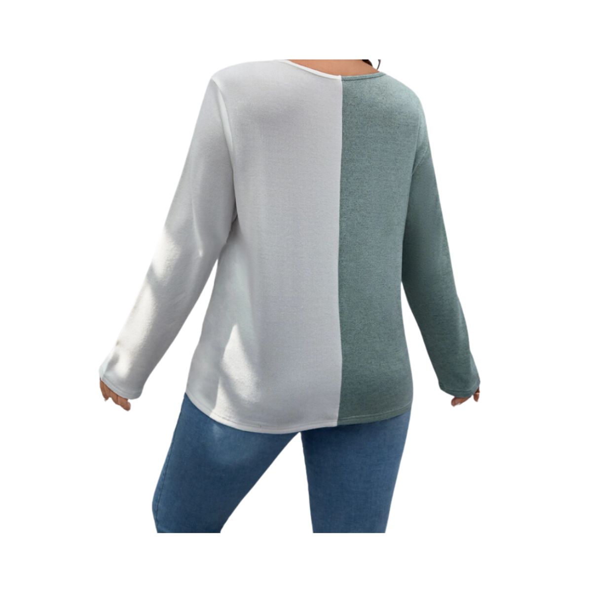 KIRAMA CLOTHING STORE - Polera multicolor de manga larga con escote en V y diseño canalé