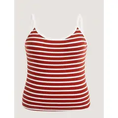 KIRAMA CLOTHING STORE - Top a rayas rojo y blanco con tirantes finos y ribete en contraste