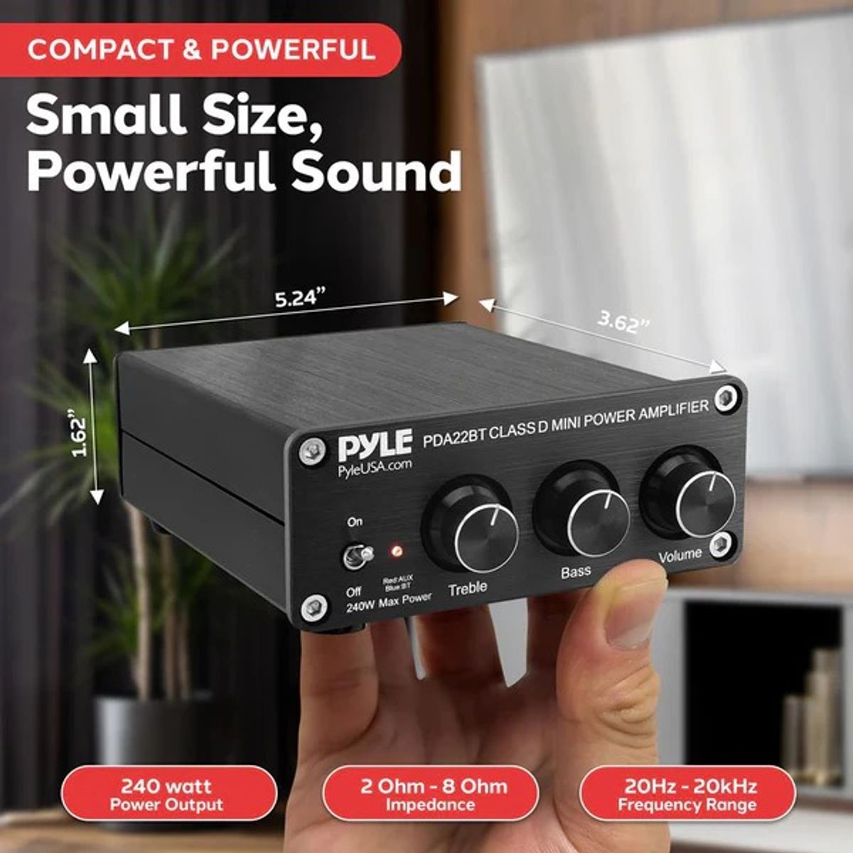 PYLE - Amplificador Mini Digital Stereo con Bluetooth