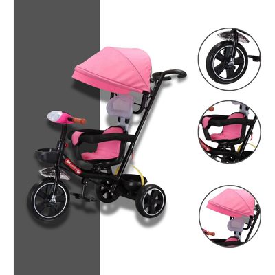 Imagen 2 del producto Triciclo para niños y bebés con sombrilla y pedales Rosa
