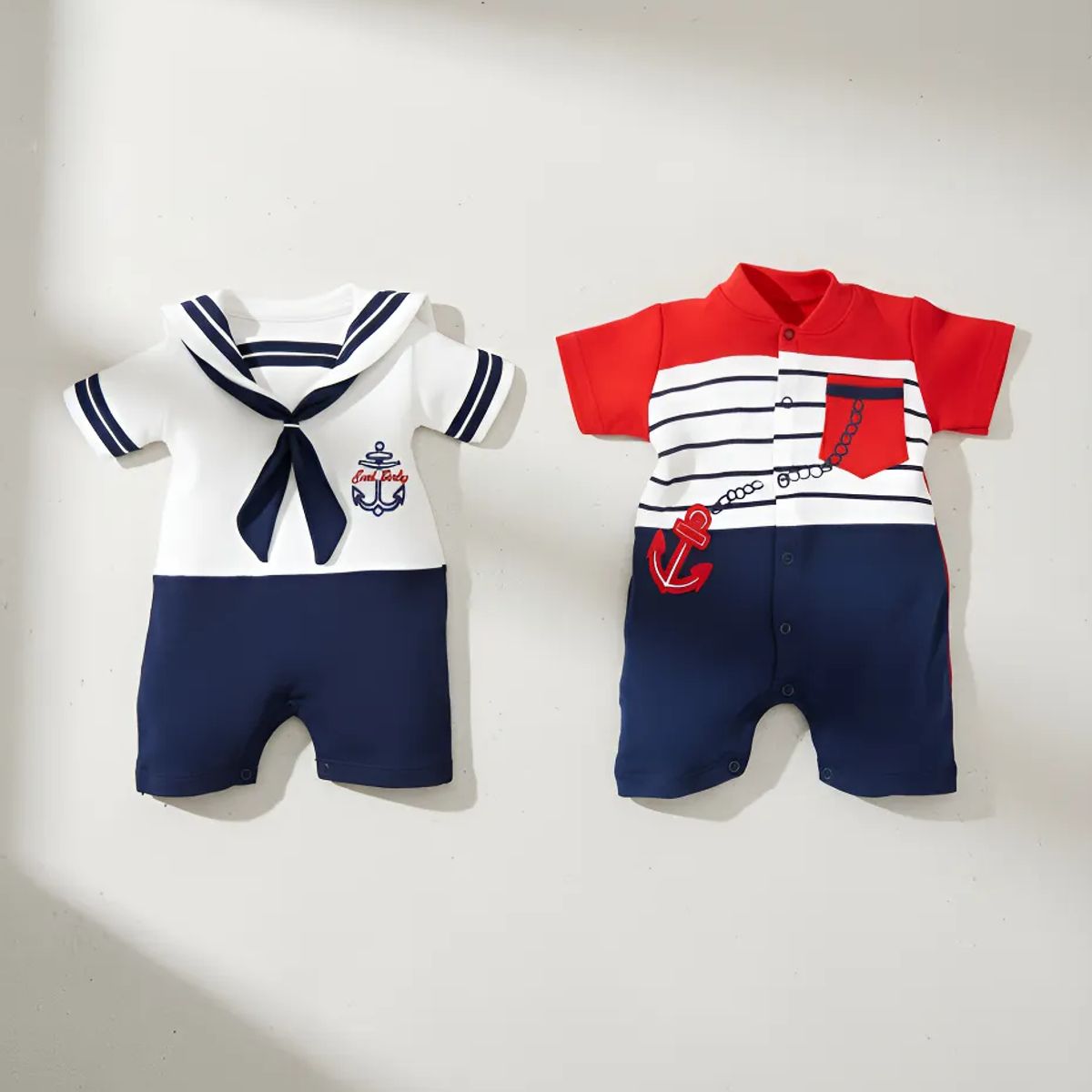 ENCANTO - 2x Enteritos Cortos Bebé Marineritos 100% Algodón -ENVIO GRATIS