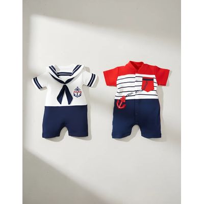 Imagen 2 del producto 2x Enteritos Cortos Bebé Marineritos 100% Algodón -ENVIO GRATIS