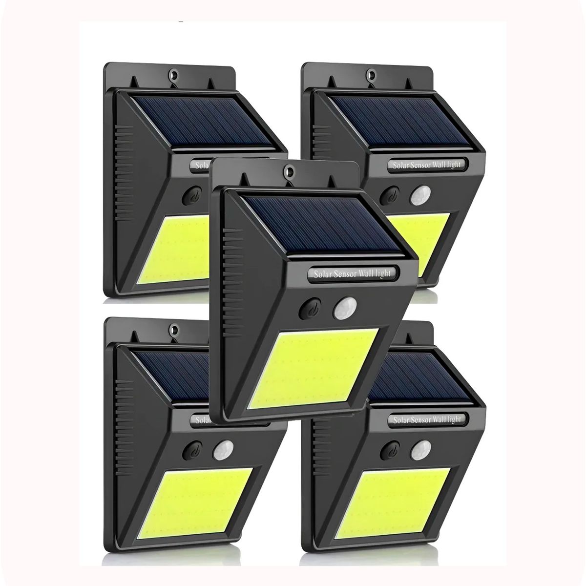 GENERICO - Set de 5 focos led solar con sensor de movimiento exterior de Luz Blanca