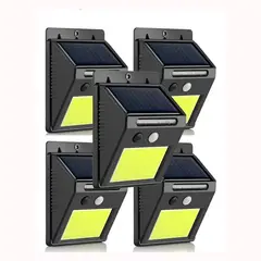 GENERICO - Set de 5 focos led solar con sensor de movimiento exterior de Luz Blanca