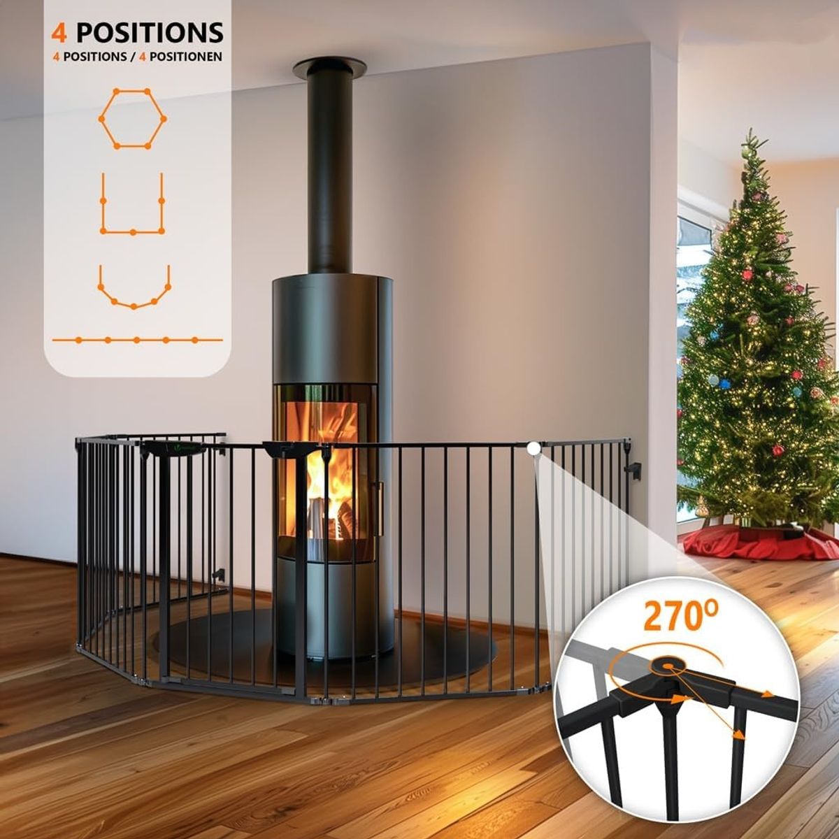KUANGYE - Barrera Seguridad 6 Paneles Para Bebés,Rejilla Protección de Metal para Chimenea Puertas Escaleras