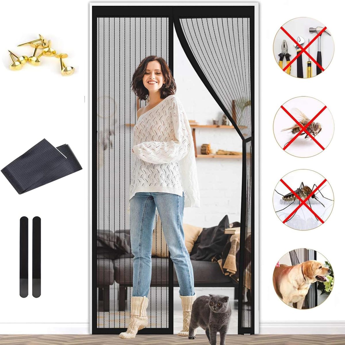 GENERICO - 90x210cm Cortina Magnética De Malla Suave Para Puertas