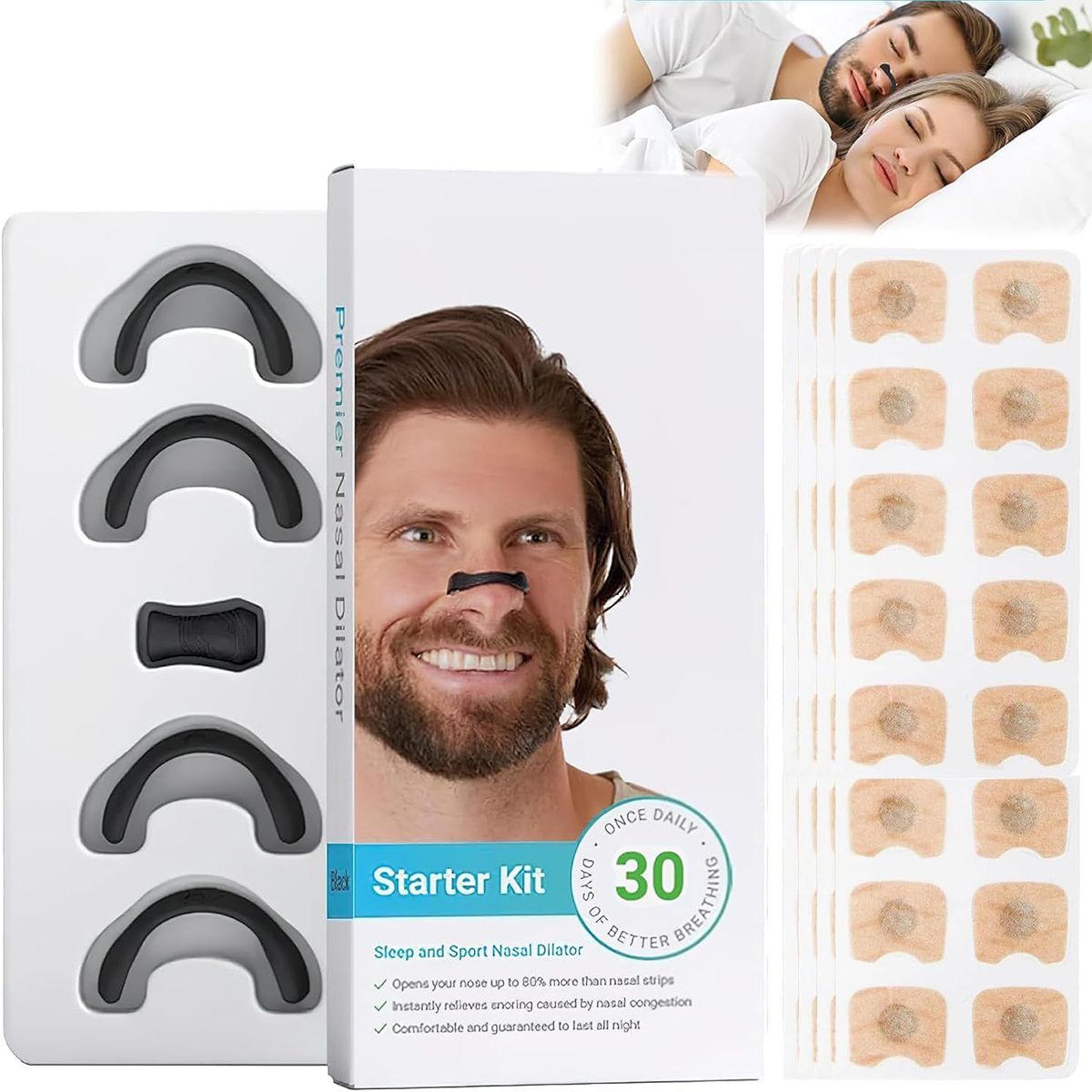 GENERICO - Kit de 30 Pares de Dilatador Nasal Magnético Reduce Ronquidos