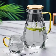 EINICIO - Juego De Jarra De Cristal De 1500ml Con Tapa Y Tazas