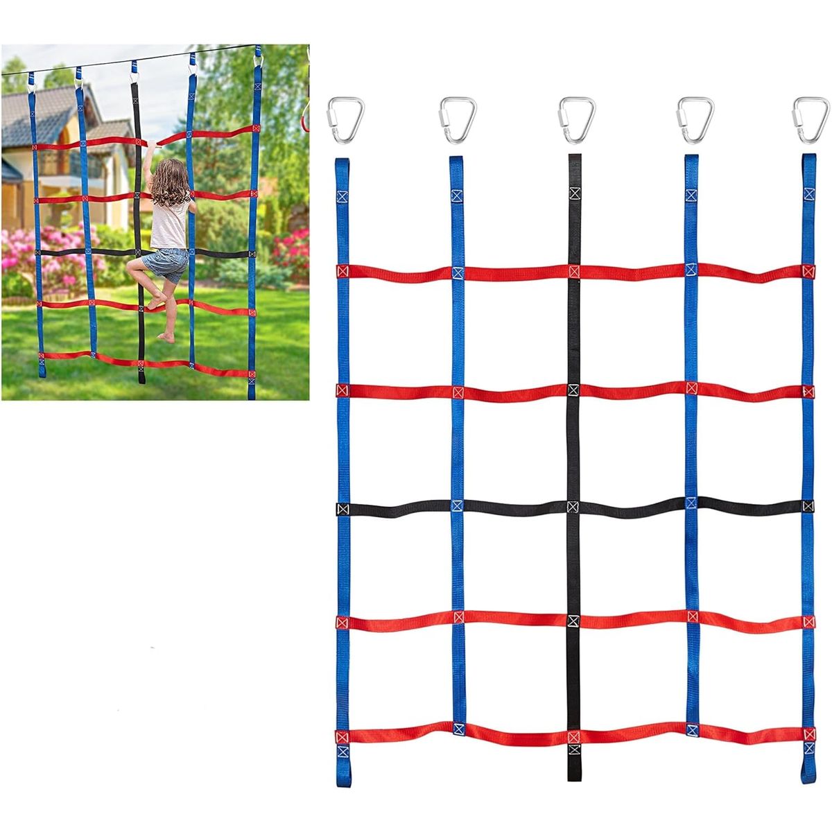 GENERICO - 185x148cm Red De Escalada Para Niños Al Aire Regalos De Navidad