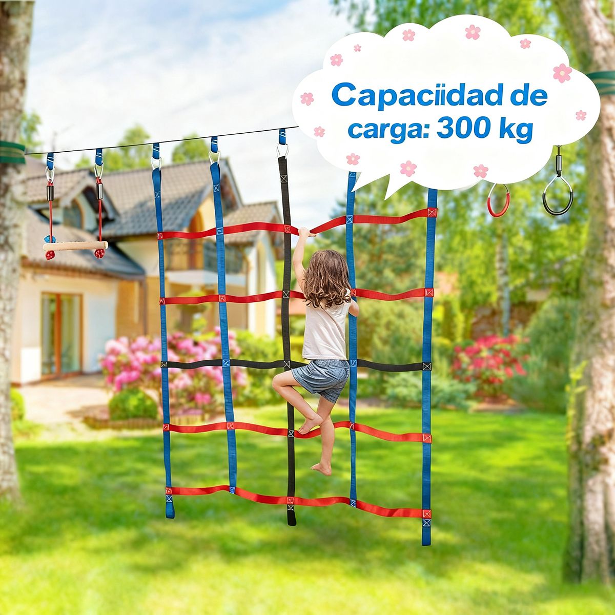 GENERICO - 185x148cm Red De Escalada Para Niños Al Aire Regalos De Navidad