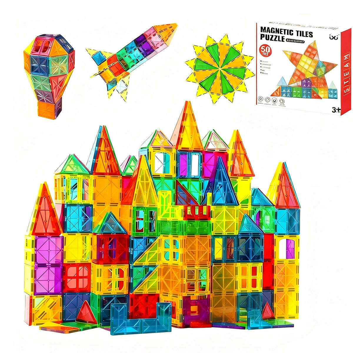 GENERICO - 50 Piezas Juego Bloques Magnéticos 3D Creativos Para Niños