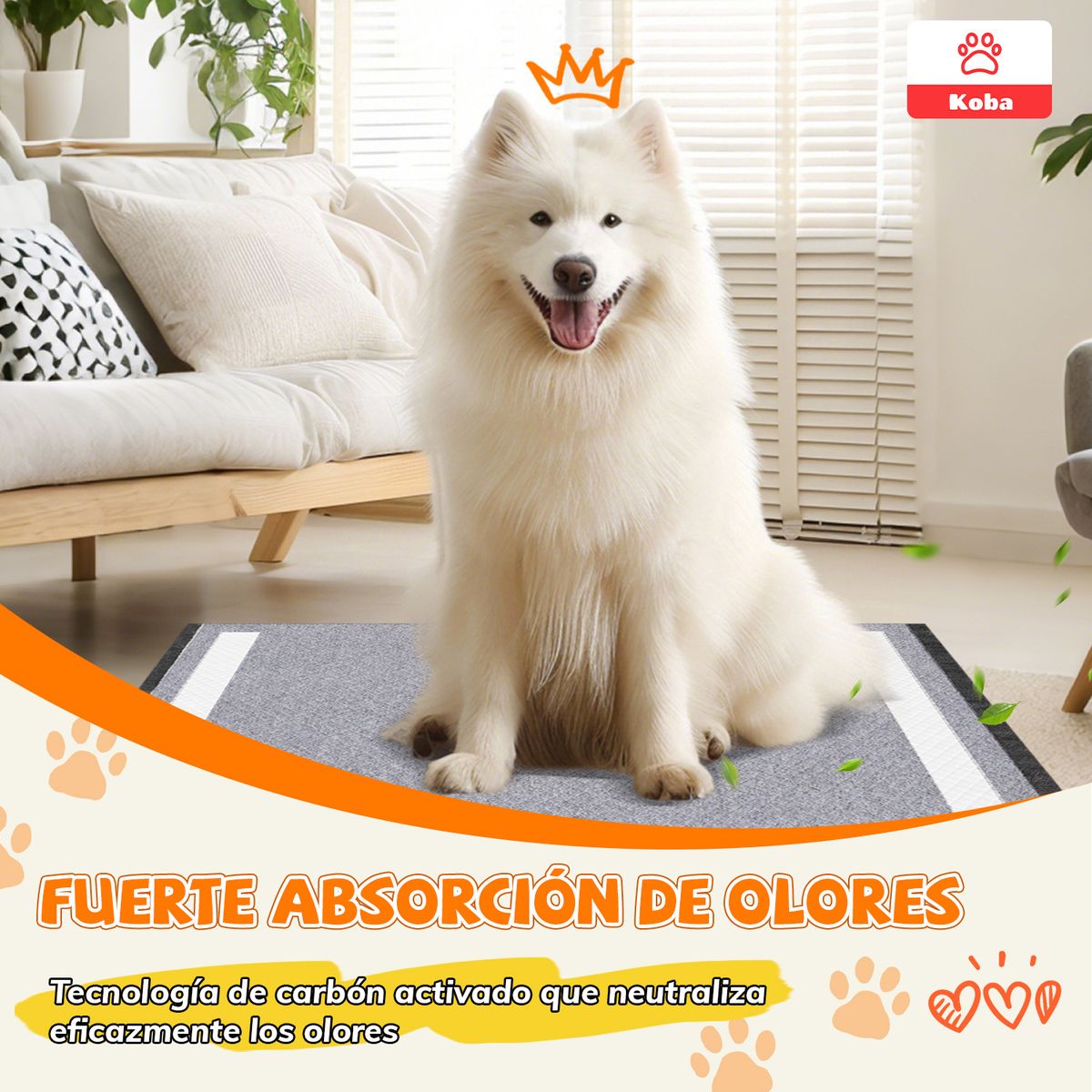 KOBA - 60 Pañales Para Perro Sabanillas Entrenamiento De Carbón Talla XL 60x90cm