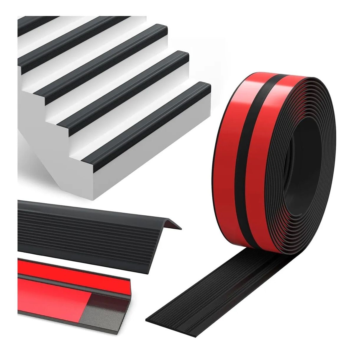 GENERICO - Tiras Antideslizantes De Goma 5cm×3m Para Escaleras Negro