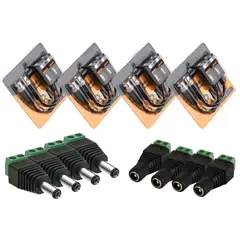 KUANGYE - Pack 4 Video Balun 8mp Y 4 Par Conectores Dc Negro