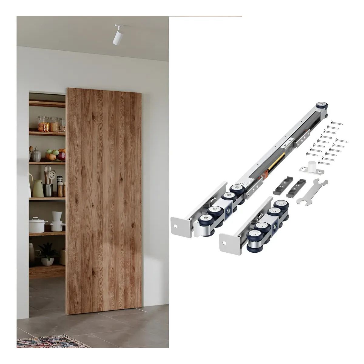 KUANGYE - Kit Riel Corredera Granero Para Colgar 1puerta Soportado80kg