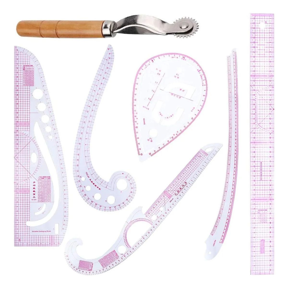 KUANGYE - Conjunto 7 Piezas Regla métrica Francesa,Regla Métricas Curva Para Costura,Herramientas Para Coser