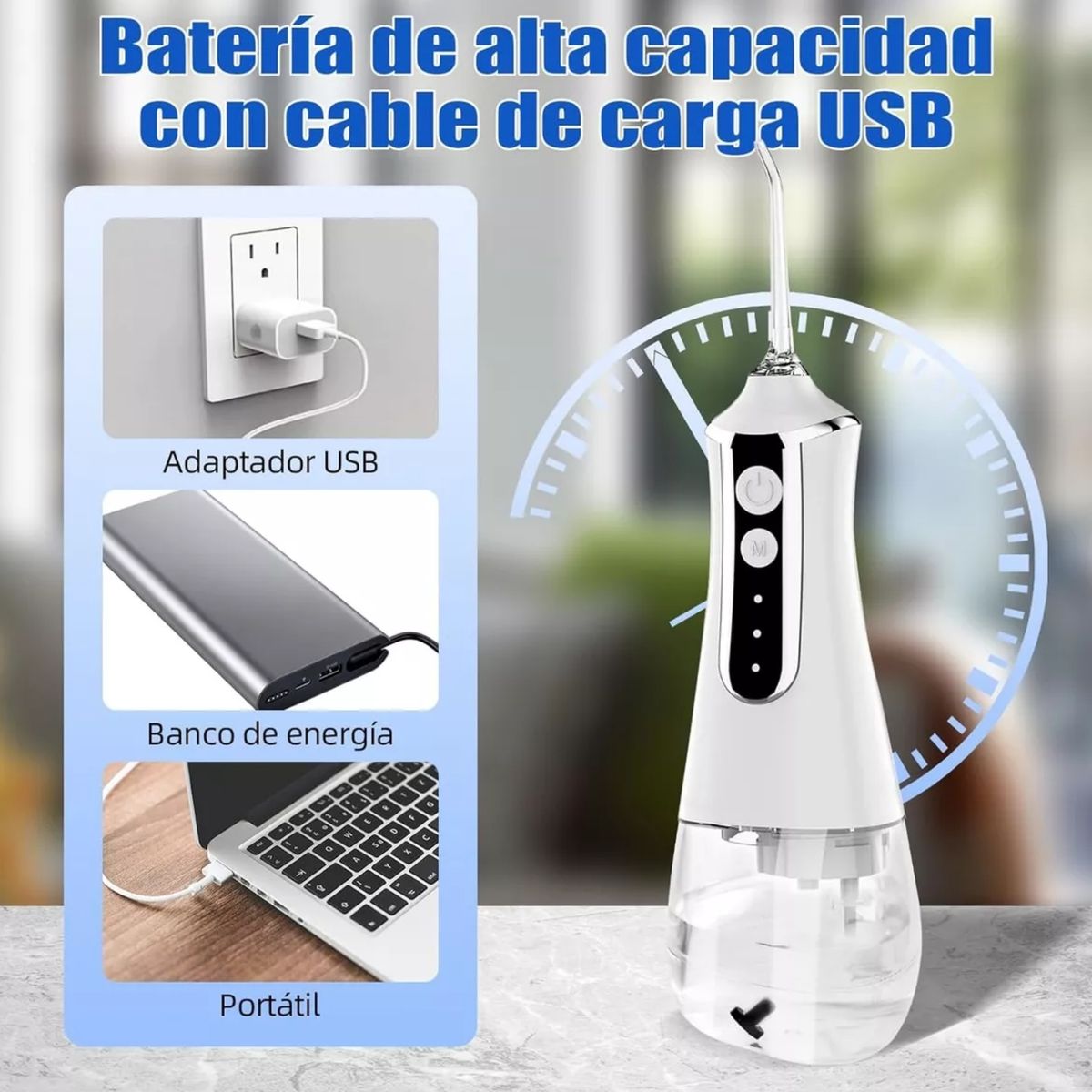 KINDA NICE - Irrigador Limpiador De Dientes Portátil Recargablle Flosser