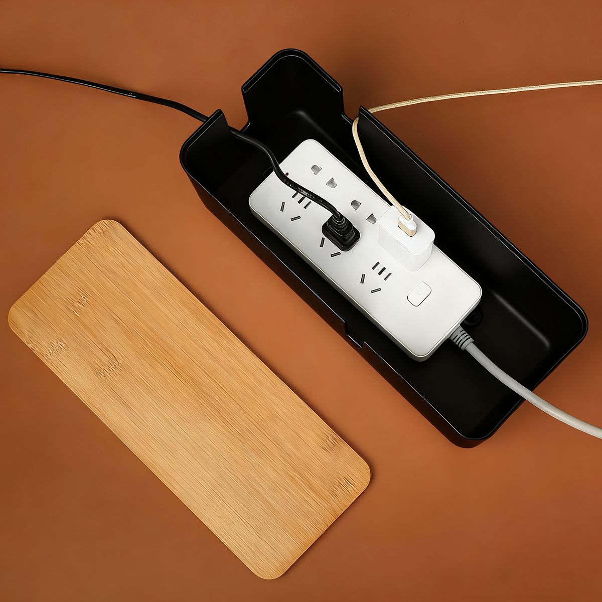 EINICIO - Caja De Almacenamiento De Cables Para Escritorios Hogar-Negro