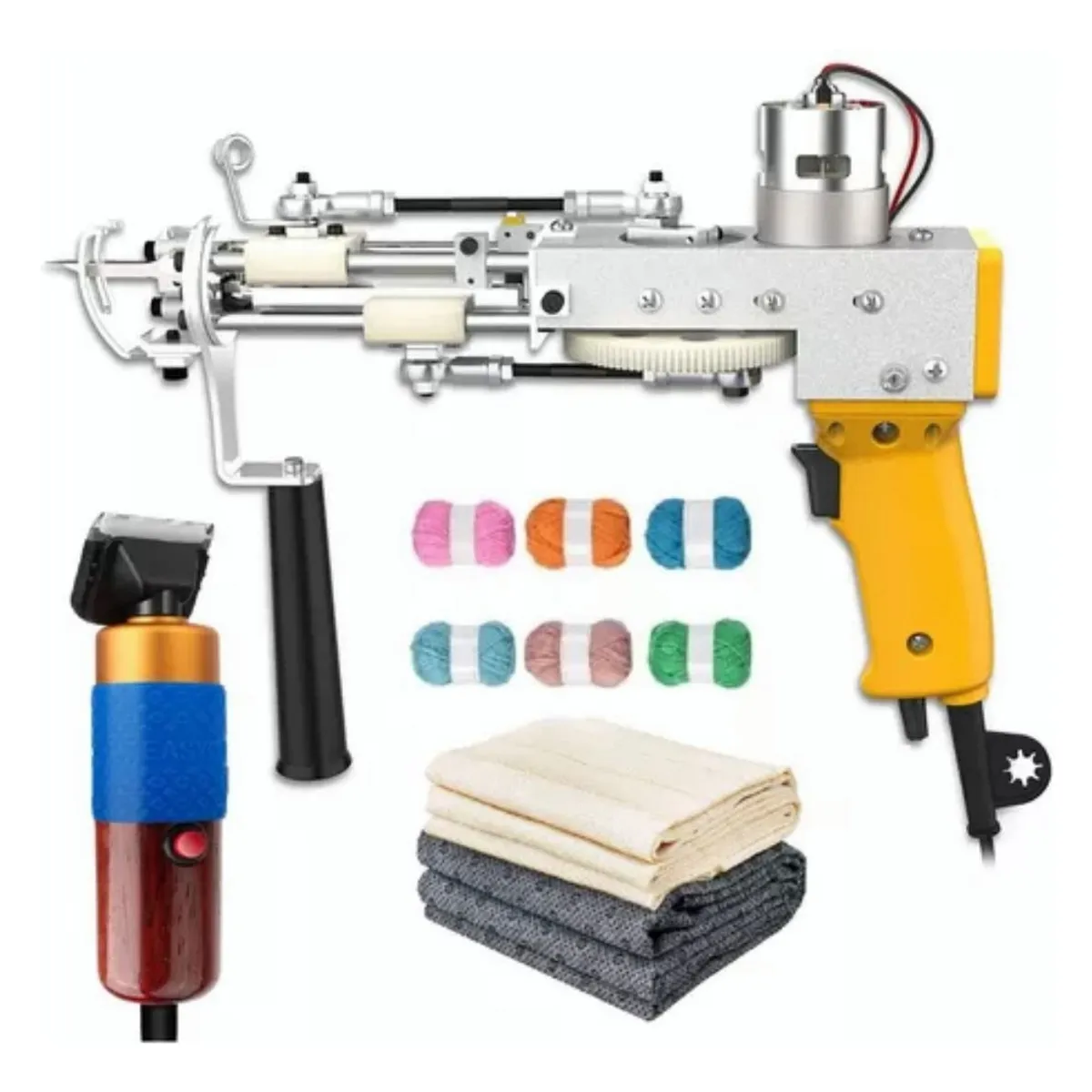 METEX - Kit Maquina Tufting + Esquiladora + Tela Base + Lanas