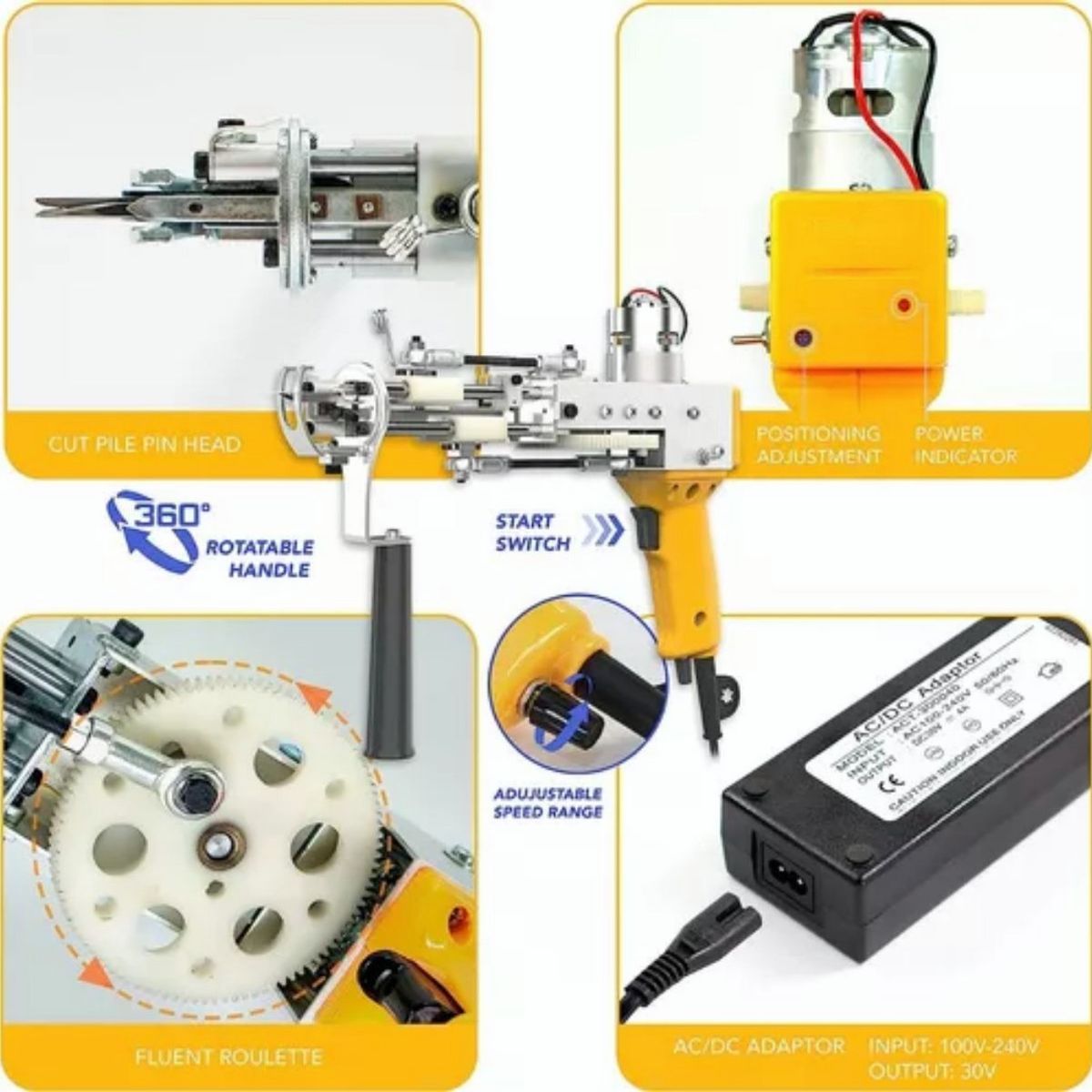 METEX - Kit Maquina Tufting + Esquiladora + Tela Base + Lanas