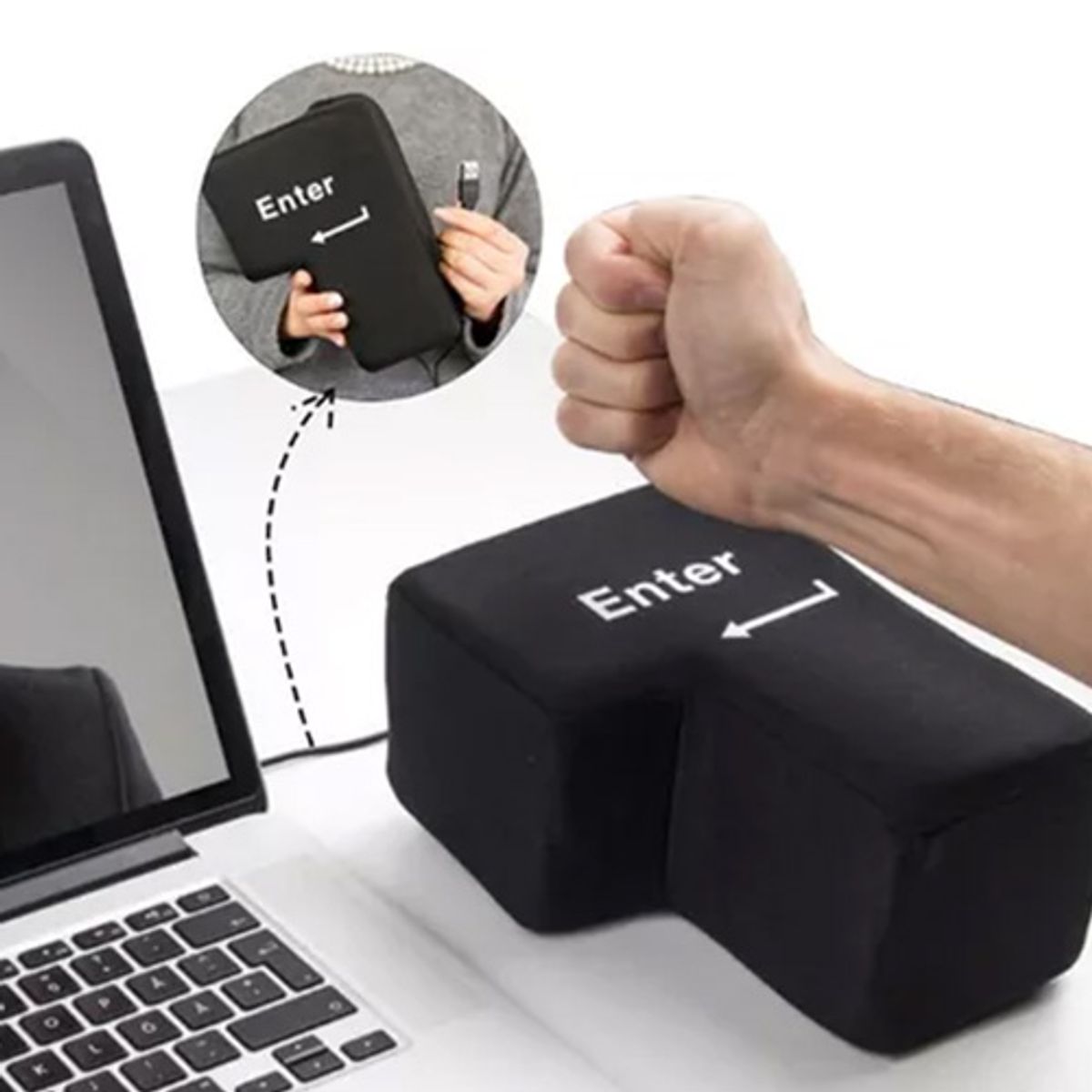 KINDA NICE - Tecla Enter Gigante Antiestrés Usb Para Computadora Almohada