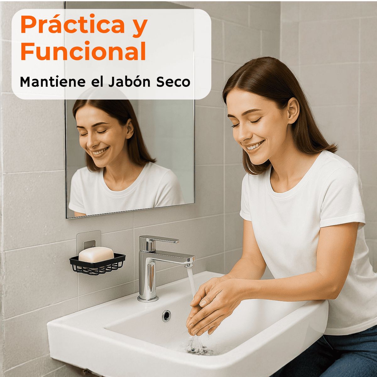 VALSUS - Jabonera de pared adhesiva de acero para baño, cocina o lavadero