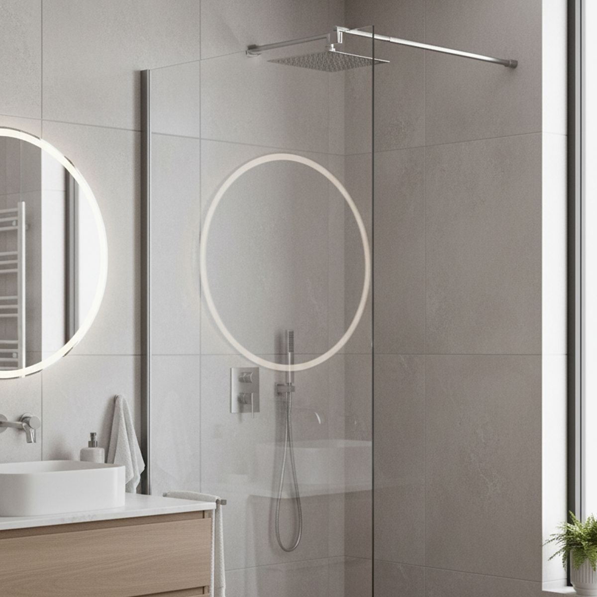 JOYTEK - Mampara Fija de Baño Joytek 190×90 cm Vidrio Templado Transparente 8 mm