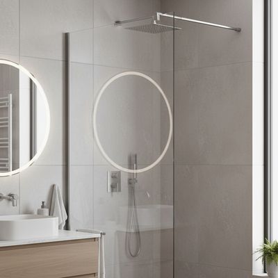 Imagen 2 del producto Mampara Fija de Baño 190×90 cm Vidrio Templado Transparente 8 mm