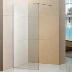 JOYTEK - Mampara Fija de Baño 190×100 cm Vidrio Templado Transparente 8 mm