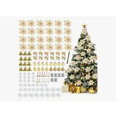 GENERICO - Flores Navideñas Árbol Decoración Para Árbol Navidad 160 Pcs